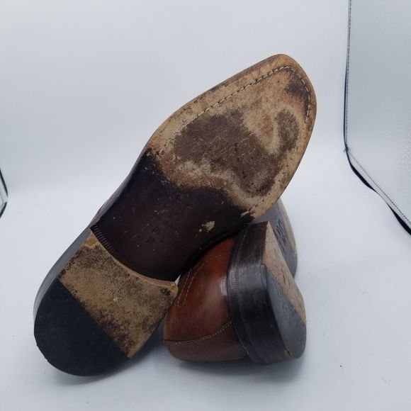 Mens Oxford shoes 9.5 Cole Haan Wooden Soles Brown Lace Up lacers Italy - Picture 11 of 14